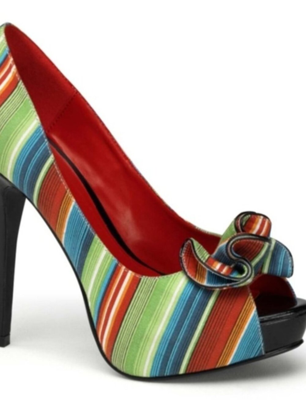 PIN UP COUTURE Stiletto Striped Fabric Pumps